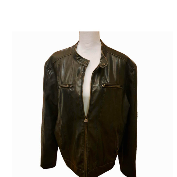 Gorgeous Brown Vegan Leather Levis Aviator-Biker Jacket Large